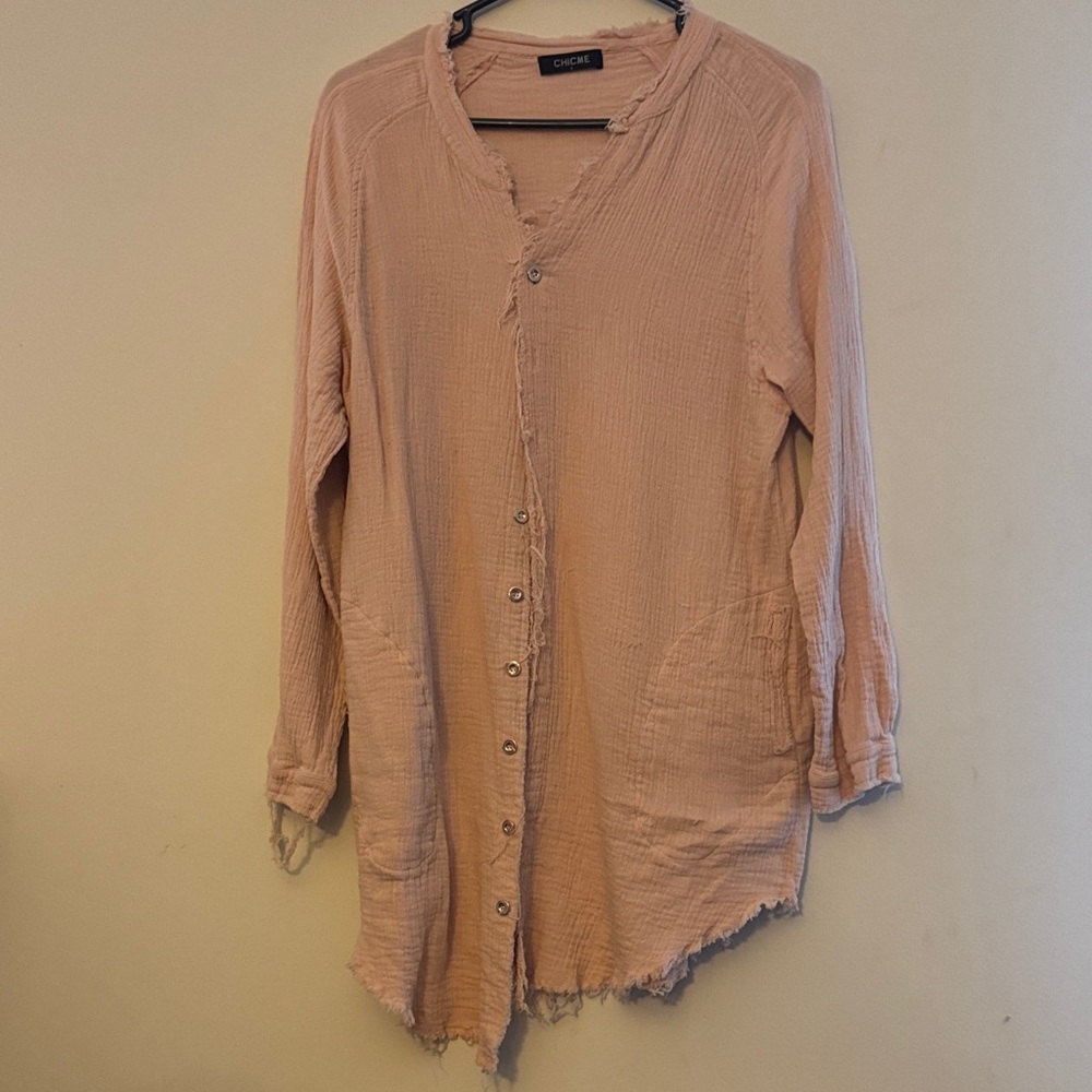 Blush Textured Long Sleeve Top